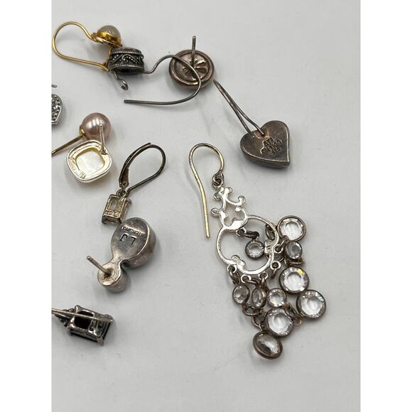 Sterling Silver Lot‎ Single Signed Semi Precious Stones Scrap Earrings 26.6g - Picture 6 of 7